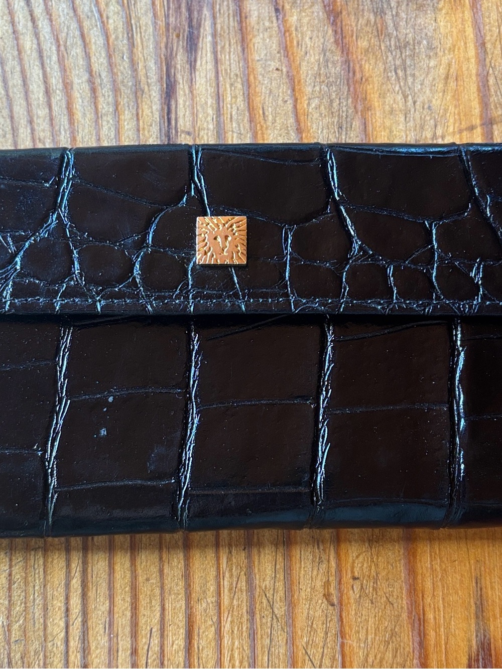 Vintage Anne Klein St Thomas Brown Croc Wallet New